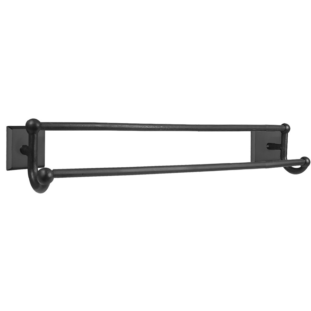 24" Double Towel Bar with #6 Rose in Flat Black Bronze