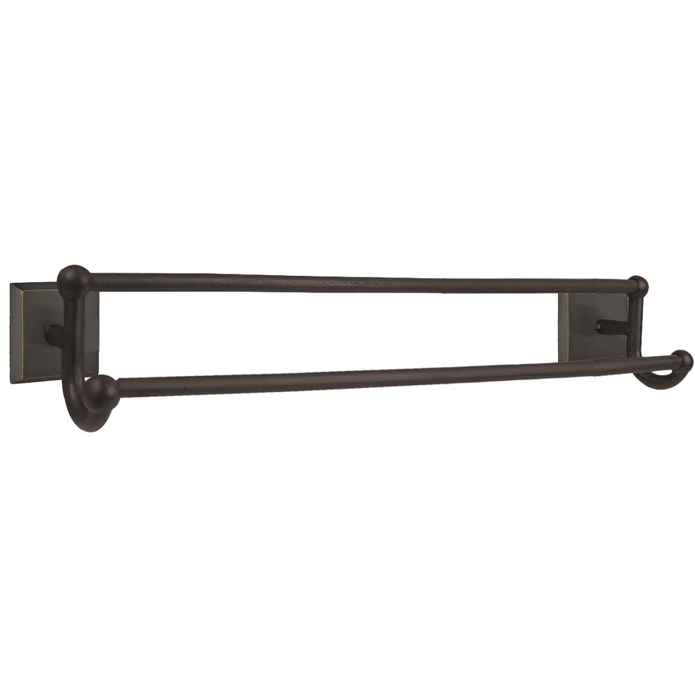 24" Double Towel Bar with #6 Rose in Medium Bronze