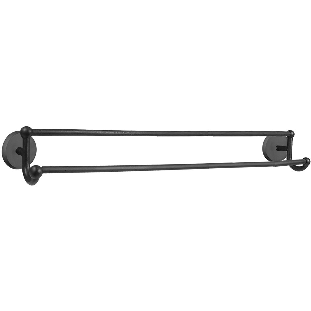30" Double Towel Bar with #2 Rose in Flat Black Bronze
