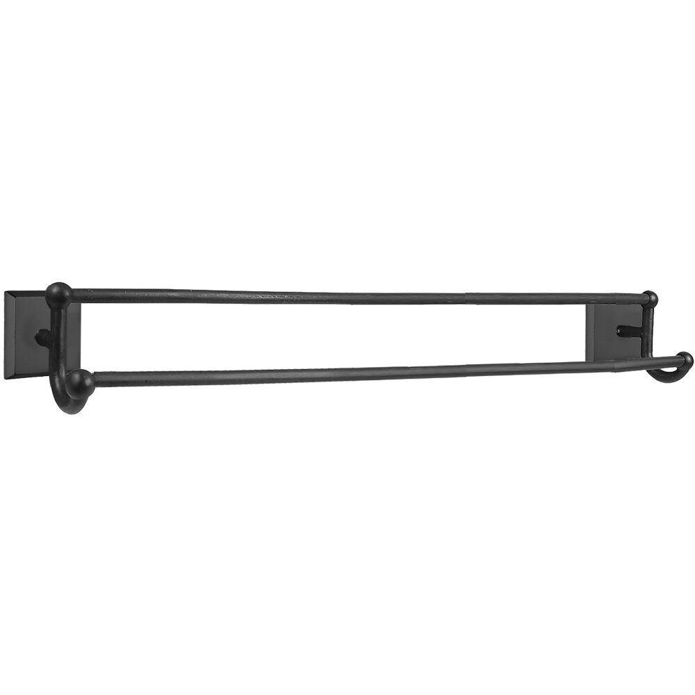 30" Double Towel Bar with #6 Rose in Flat Black Bronze
