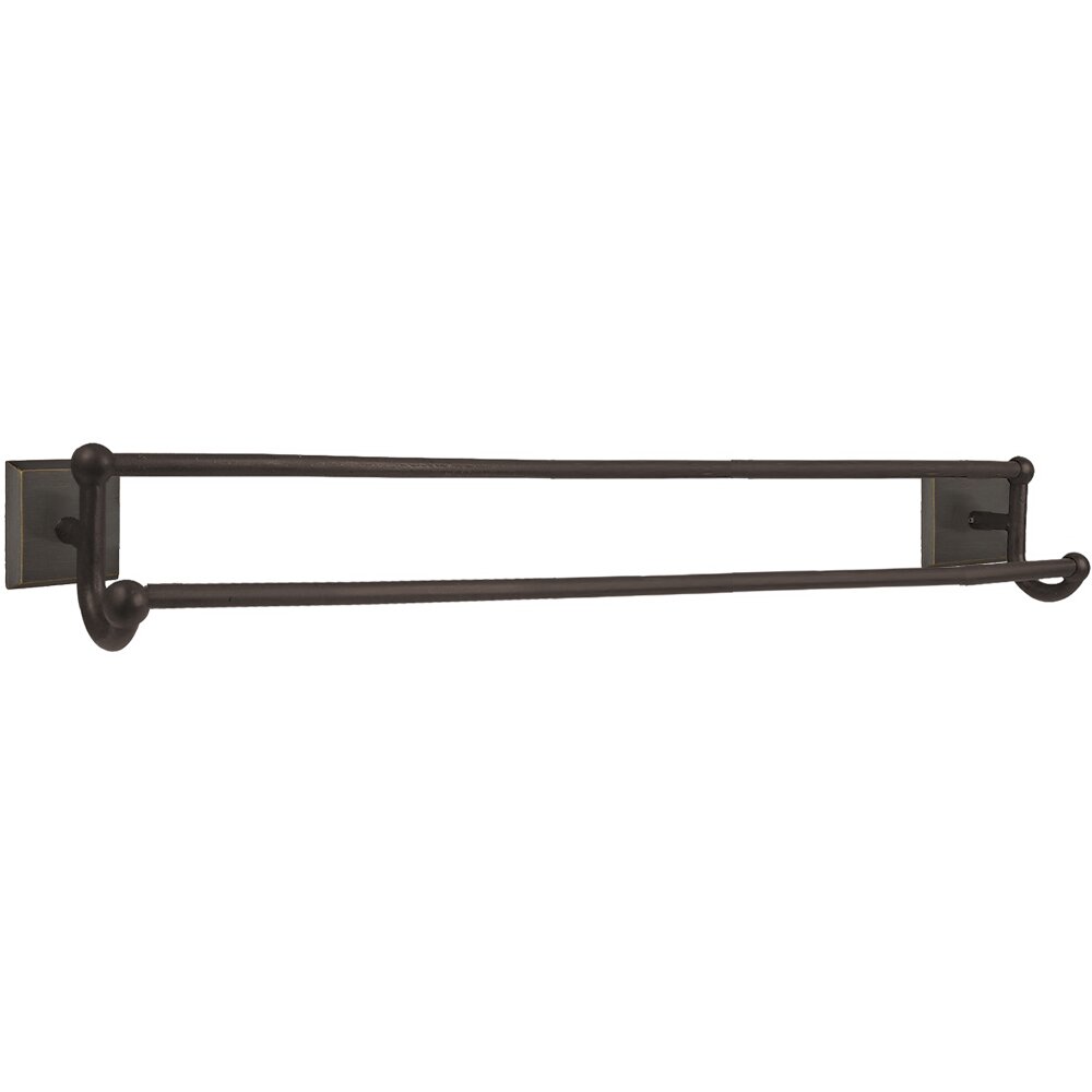 30" Double Towel Bar with #6 Rose in Medium Bronze