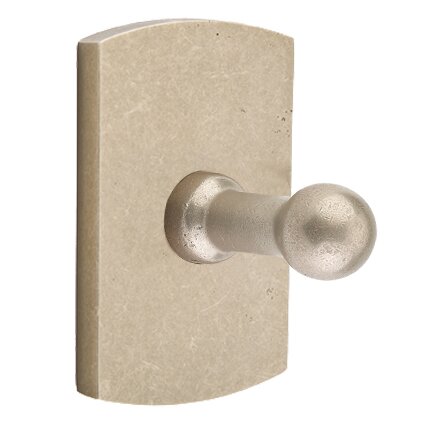 Curved Rectangular Single Hook in Tumbled White Bronze