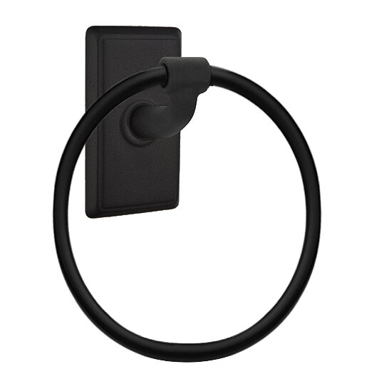 #3 Rectangular Towel Ring in Flat Black Steel