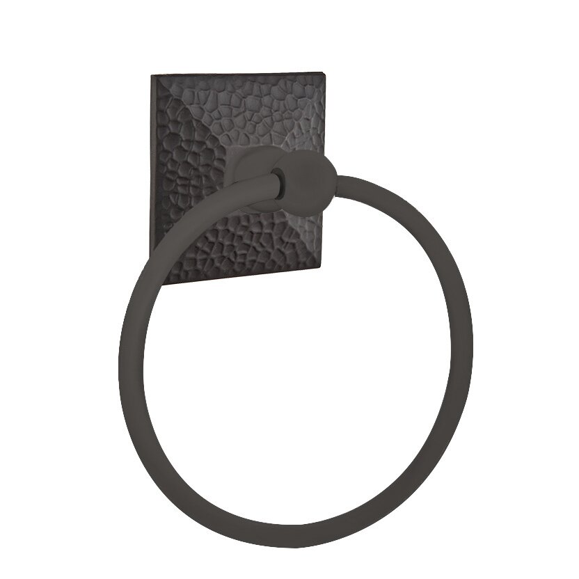 Hammered Towel Ring in Flat Black