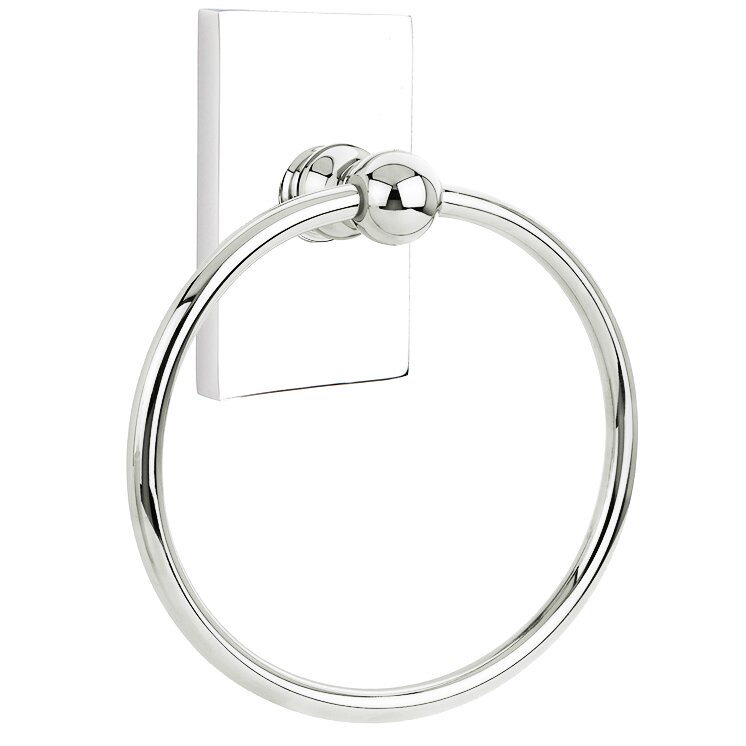 Modern Rectangular Towel Ring in Polished Chrome