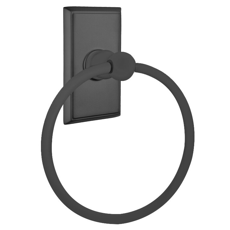 Rectangular Towel Ring in Flat Black