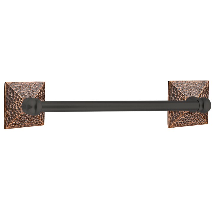 18" Single Towel Bar with Hammered Rose in Oil Rubbed Bronze