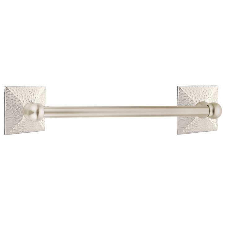 18" Single Towel Bar with Hammered Rose in Satin Nickel