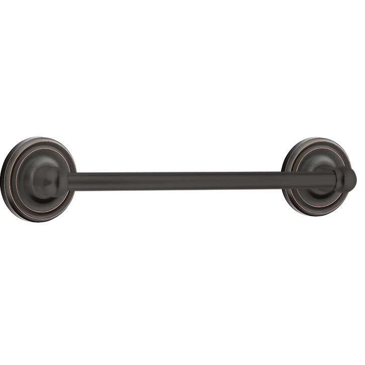 18" Single Towel Bar with Regular Rose in Oil Rubbed Bronze