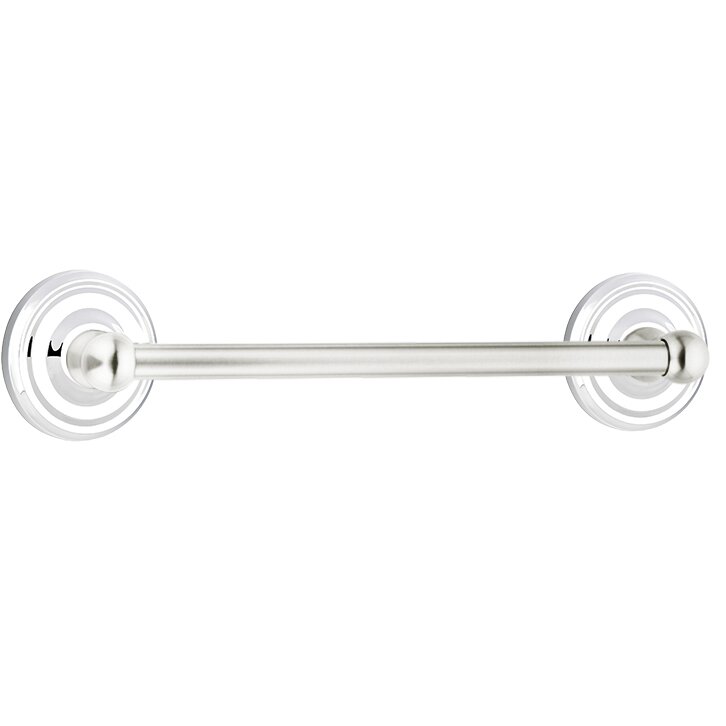 18" Single Towel Bar with Regular Rose in Polished Chrome