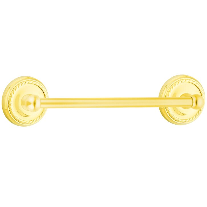 18" Single Towel Bar with Rope Rose in Lifetime Brass