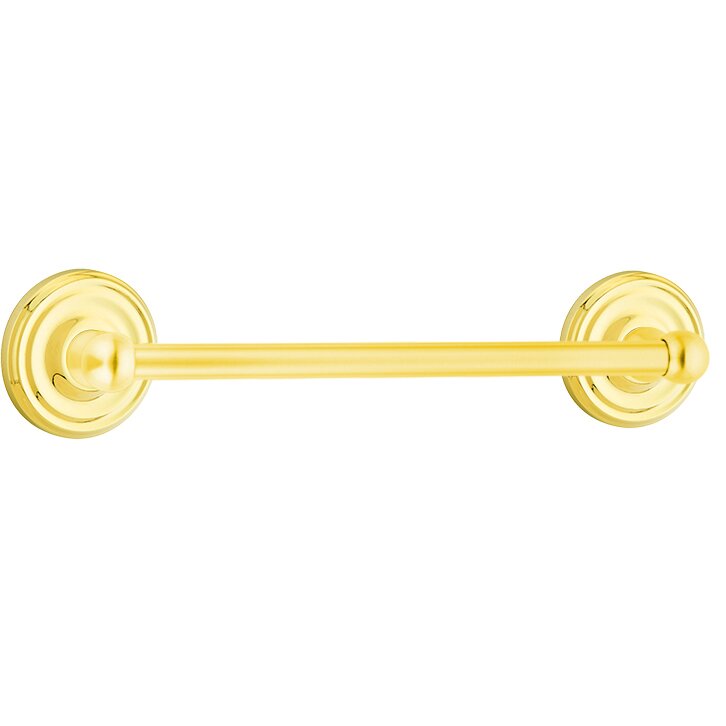 18" Single Towel Bar with Small Regular Rose in Lifetime Brass