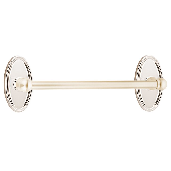 18" Single Towel Bar with Oval Rose in Lifetime Polished Nickel