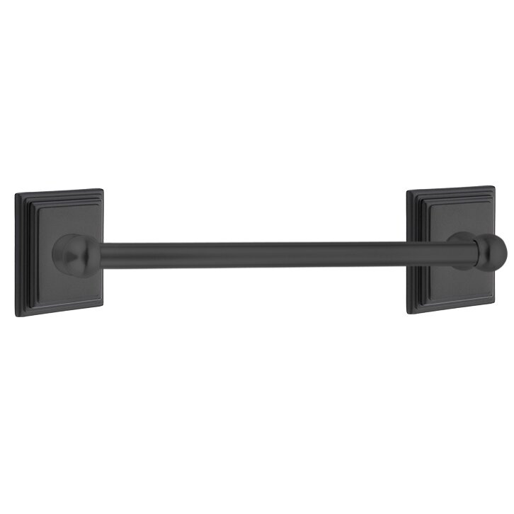 18" Single Towel Bar with Wilshire Rose in Flat Black