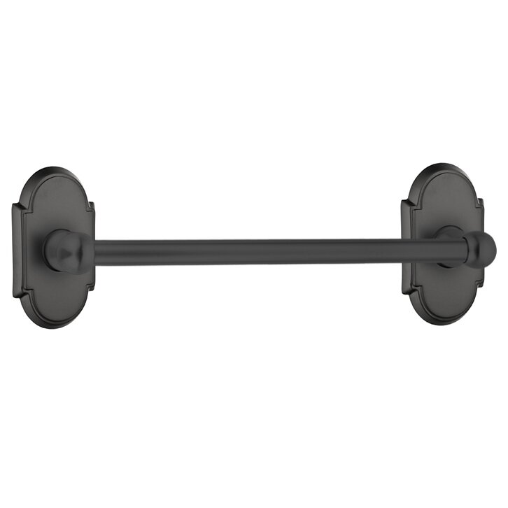 18" Single Towel Bar with #8 Rose in Flat Black