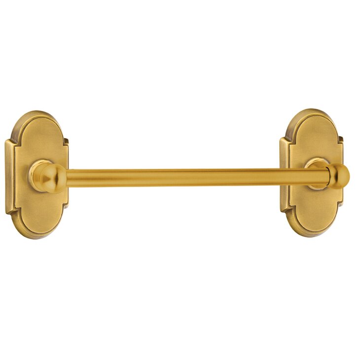 18" Single Towel Bar with #8 Rose in French Antique Brass