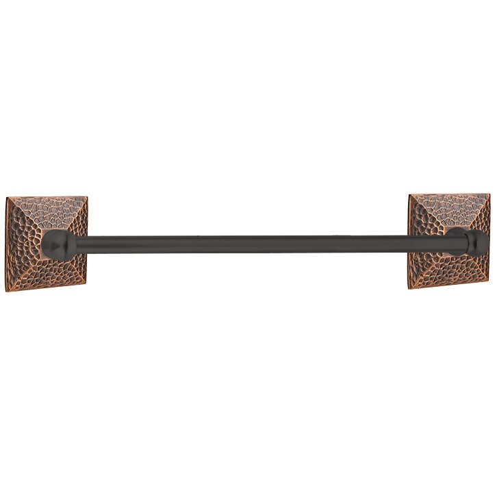 24" Single Towel Bar with Hammered Rose in Oil Rubbed Bronze