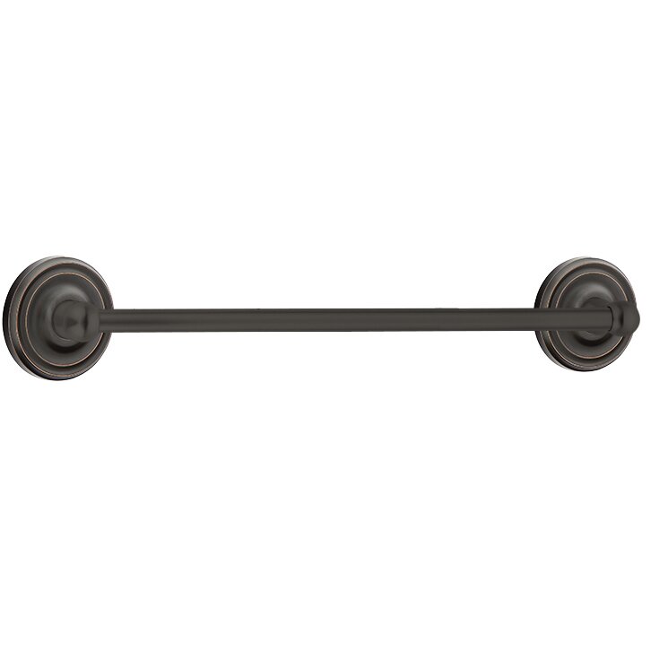 24" Single Towel Bar with Regular Rose in Oil Rubbed Bronze