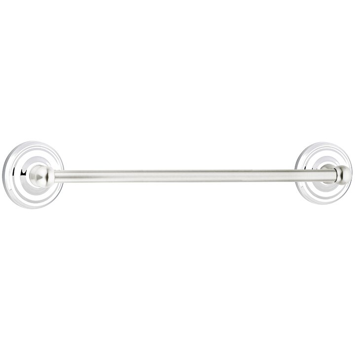 24" Single Towel Bar with Regular Rose in Polished Chrome