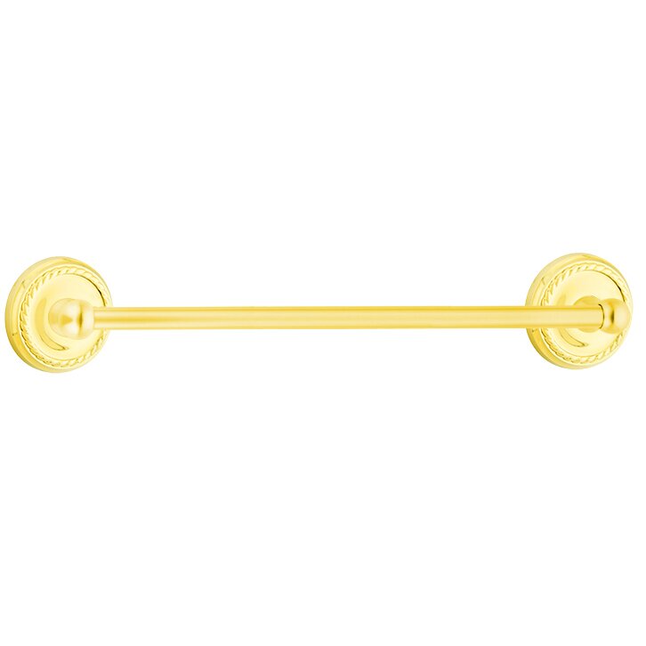 24" Single Towel Bar with Rope Rose in Lifetime Brass
