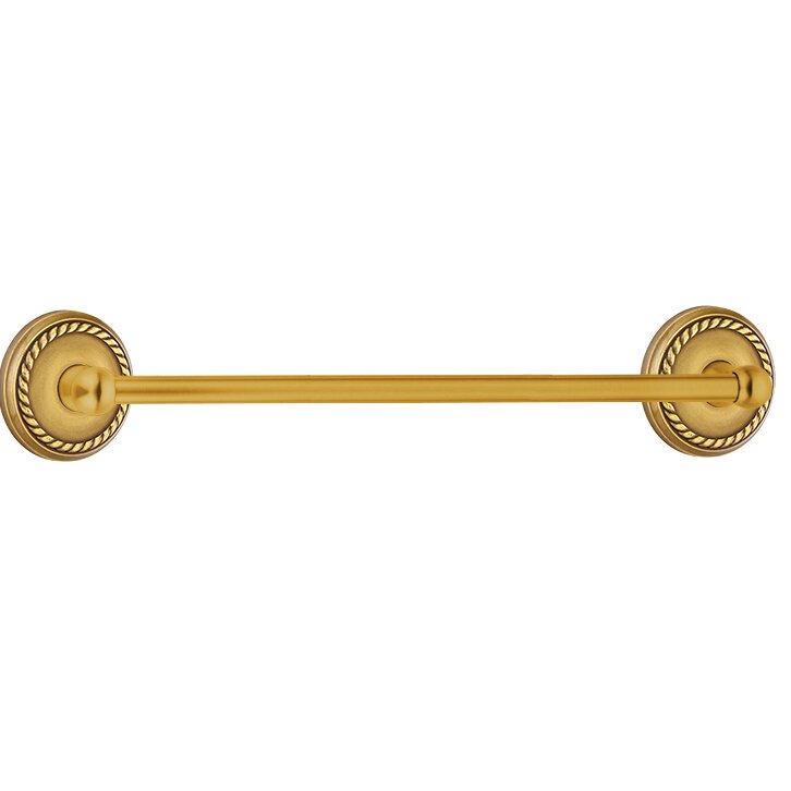 24" Single Towel Bar with Rope Rose in French Antique Brass