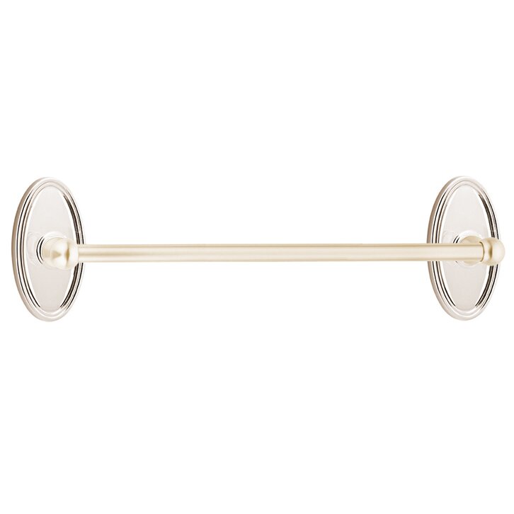 24" Single Towel Bar with Oval Rose in Lifetime Polished Nickel