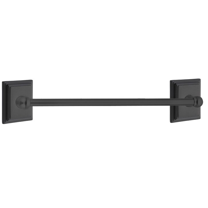 24" Single Towel Bar with Wilshire Rose in Flat Black