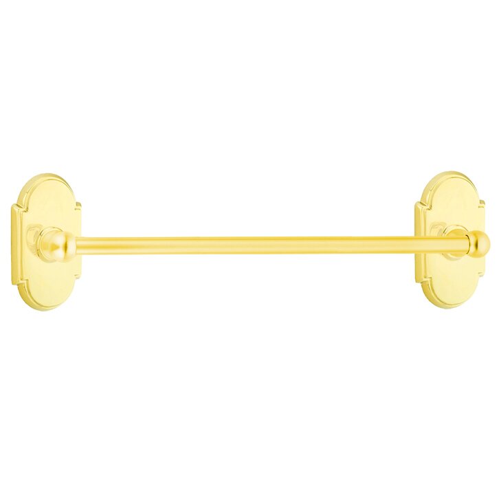 24" Single Towel Bar with #8 Rose in Lifetime Brass