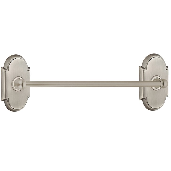 24" Single Towel Bar with #8 Rose in Pewter