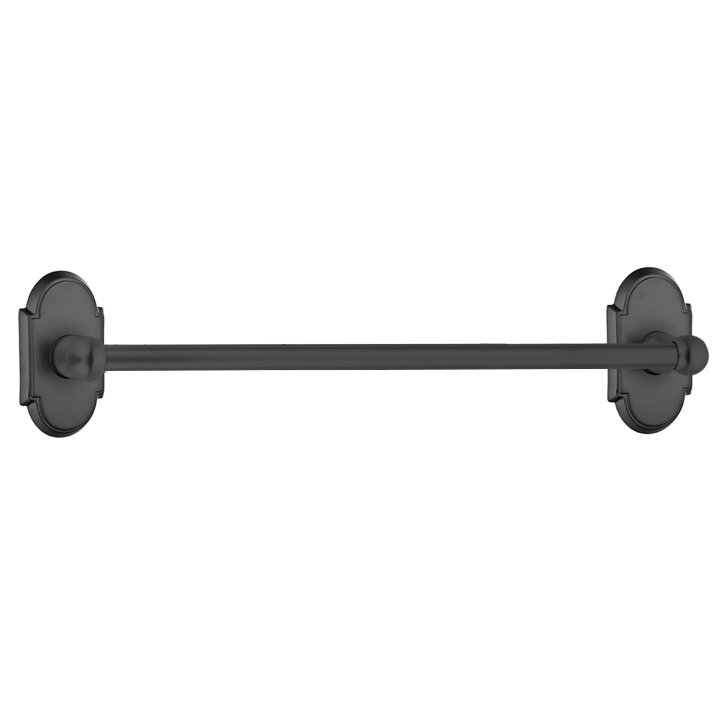 24" Single Towel Bar with #8 Rose in Flat Black