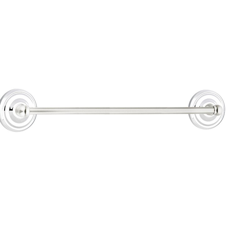 30" Single Towel Bar with Regular Rose in Polished Chrome