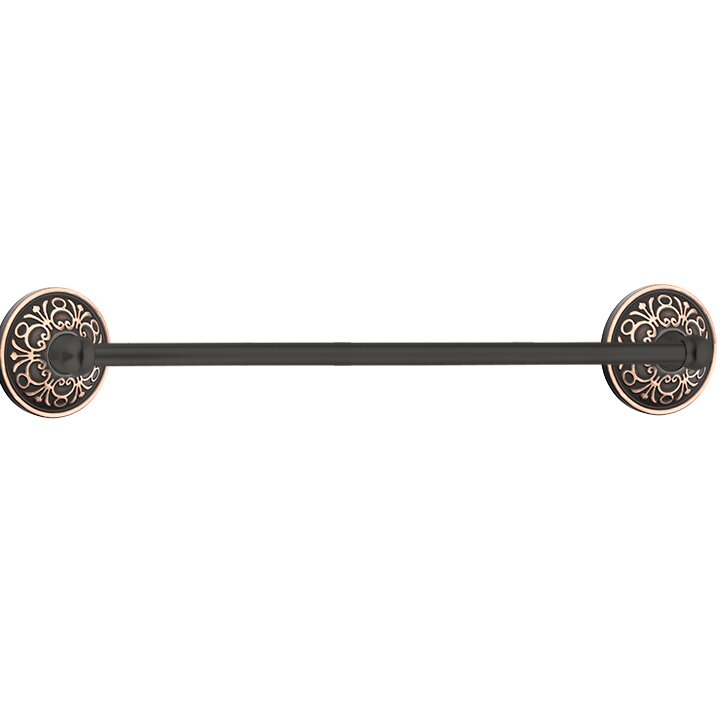 30" Single Towel Bar with Lancaster Rose in Oil Rubbed Bronze