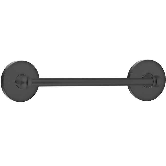 12" Centers Brass Towel Bar with Small Disc Rosette in Flat Black