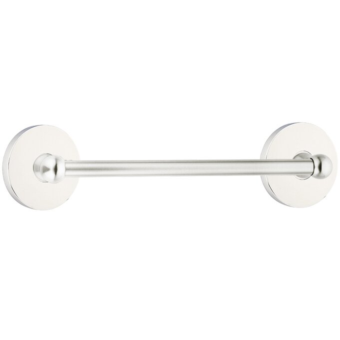 12" Centers Brass Towel Bar with Small Disc Rosette in Polished Chrome