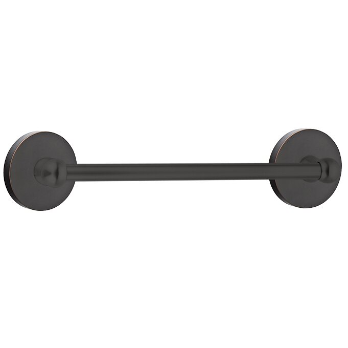 12" Centers Brass Towel Bar with Disk Rosette in Oil Rubbed Bronze
