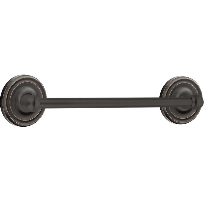 12" Centers Brass Towel Bar with Regular Rosette in Oil Rubbed Bronze