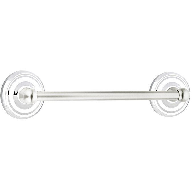 12" Single Towel Bar with Regular Rose in Polished Chrome