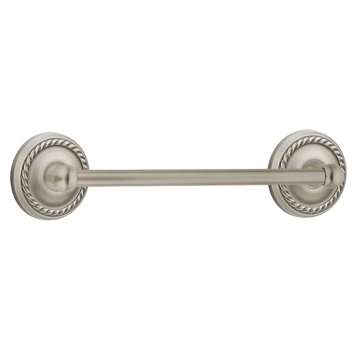 12" Centers Brass Towel Bar with Rope Rosette in Pewter