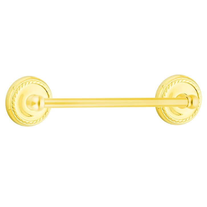 12" Single Towel Bar with Rope Rose in Lifetime Brass