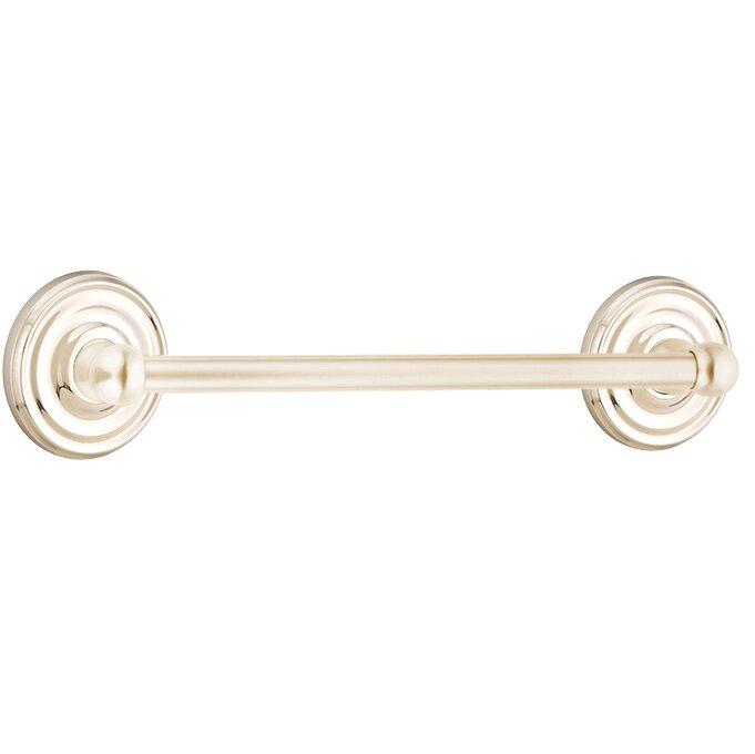 12" Single Towel Bar with Small Regular Rose in Lifetime Polished Nickel