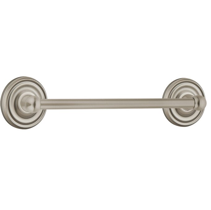 12" Single Towel Bar with Small Regular Rose in Pewter