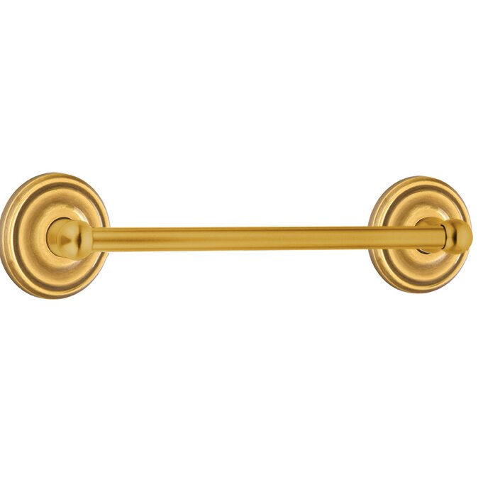 12" Single Towel Bar with Small Regular Rose in French Antique Brass