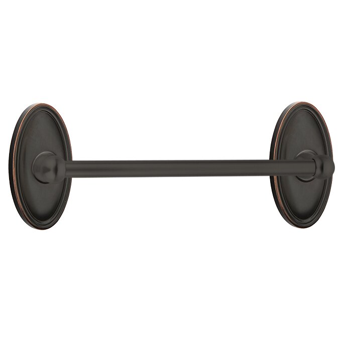 12" Centers Brass Towel Bar with Oval Rosette in Oil Rubbed Bronze