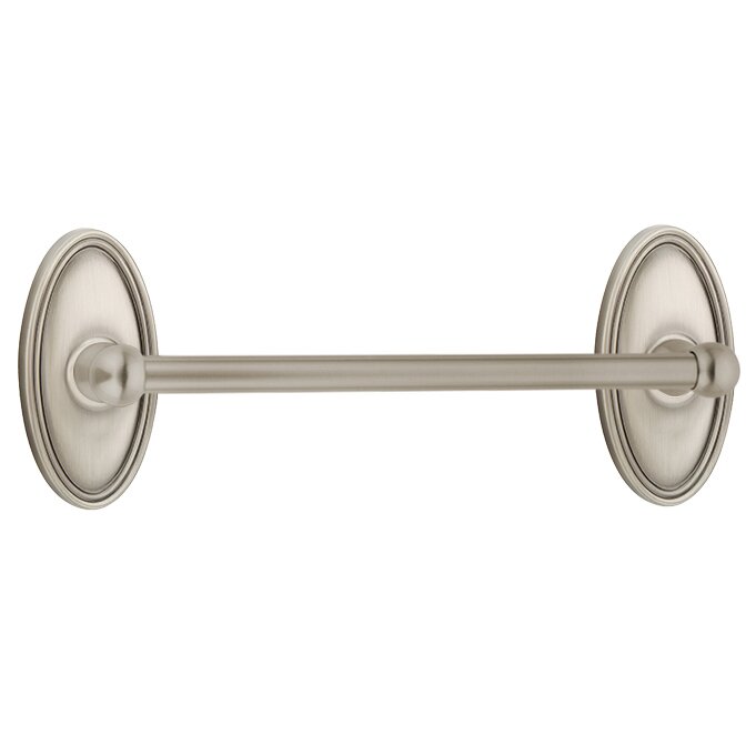 12" Single Towel Bar with Oval Rose in Pewter