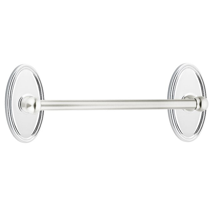 12" Single Towel Bar with Oval Rose in Polished Chrome