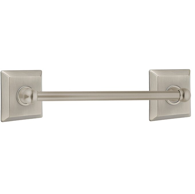 12" Single Towel Bar with Quincy Rose in Pewter