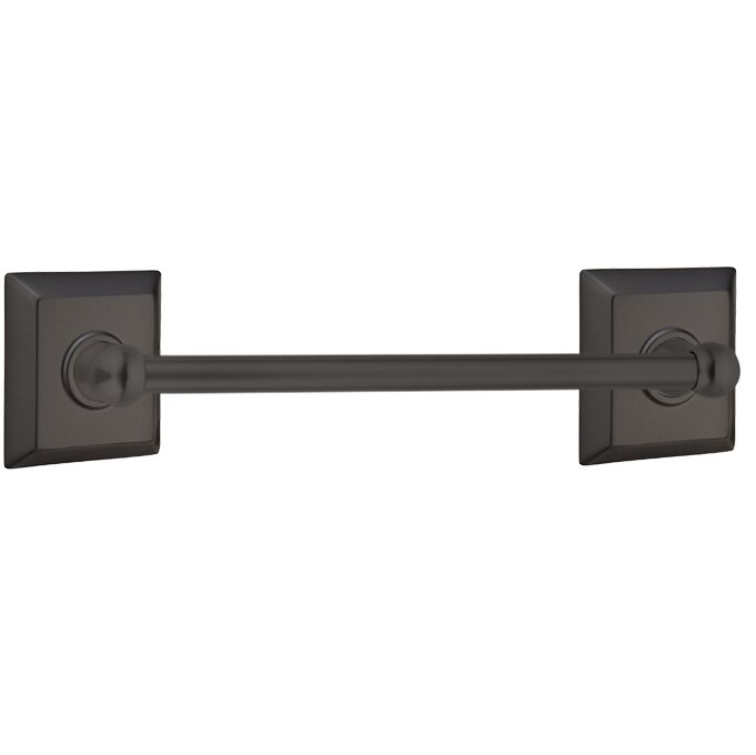 12" Single Towel Bar with Quincy Rose in Flat Black