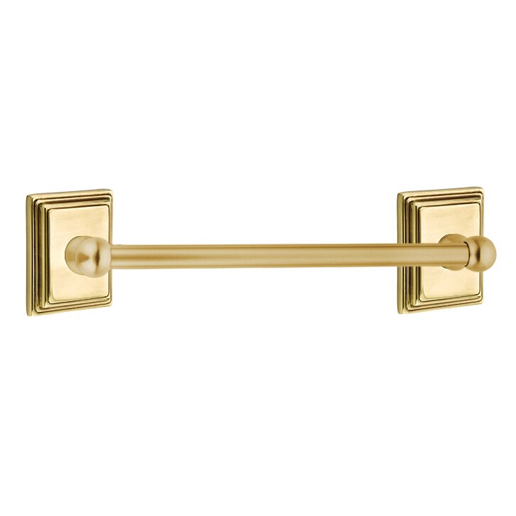 12" centers Brass Towel Bar with Wilshire Rosette in French Antique Brass
