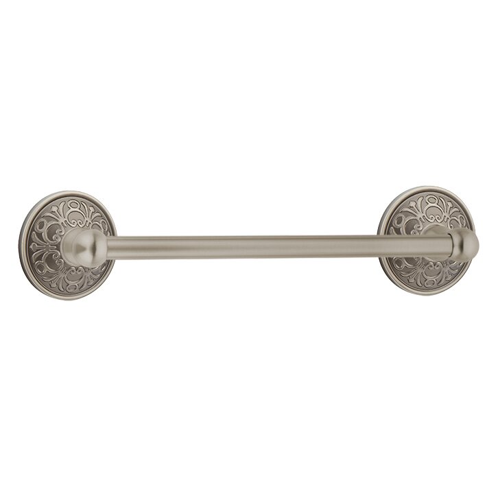 12" Single Towel Bar with Lancaster Rose in Pewter