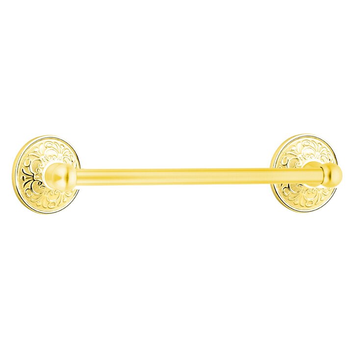12" Single Towel Bar with Lancaster Rose in Lifetime Brass